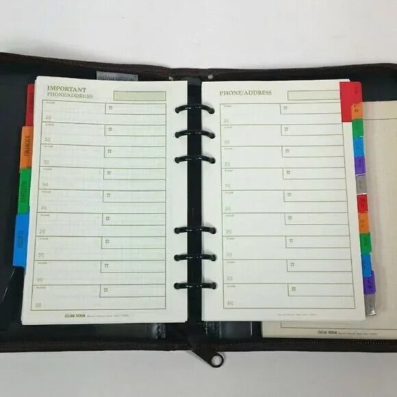 Lillian Vernon Maroon Agenda Planner Address Book Genuine Leather Binder Office - Picture 9 of 16